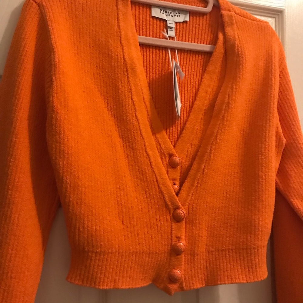 NWT 10 Crosby Derek Lam Orange Layered Cardigan Sweater Top - Picture 7 of 8